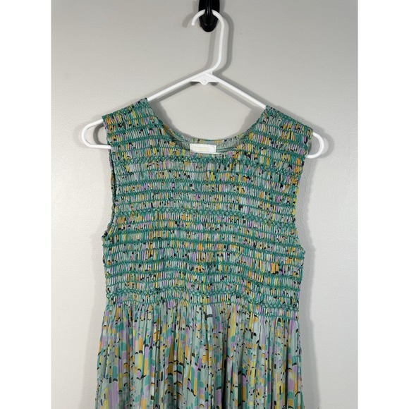 Vtg Y2K Anna Sui Anthropologie Dress Womens M Printed Silk Art Deco Read - Picture 3 of 16